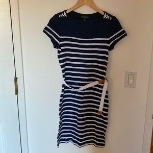 Blue and white stripe dress